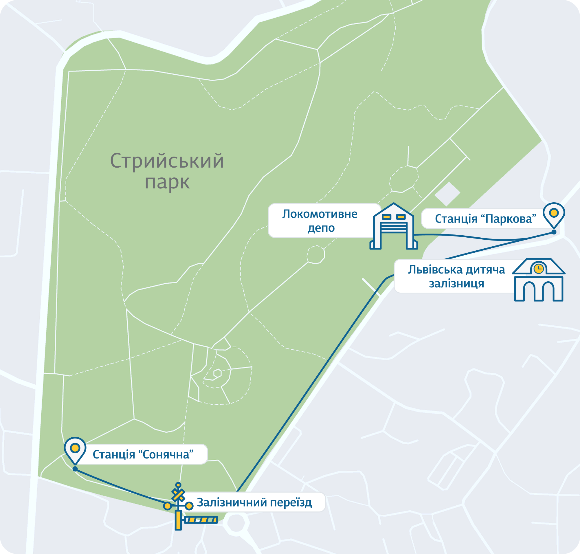 Схема Львівськаї дитячої залізниці