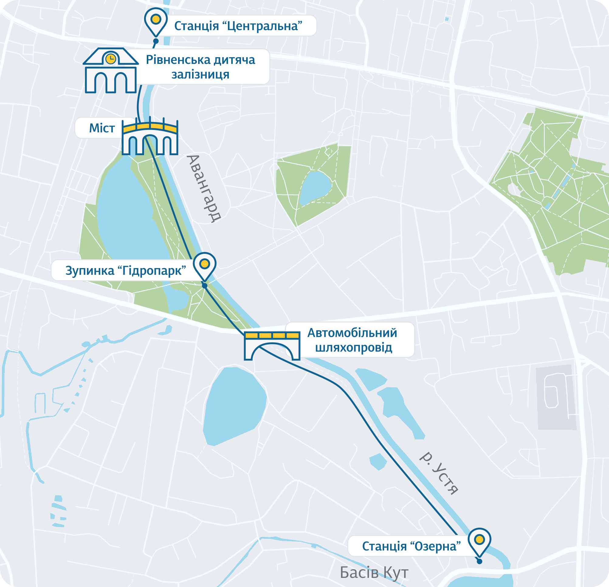 Схема Рівненськаї дитячої залізниці