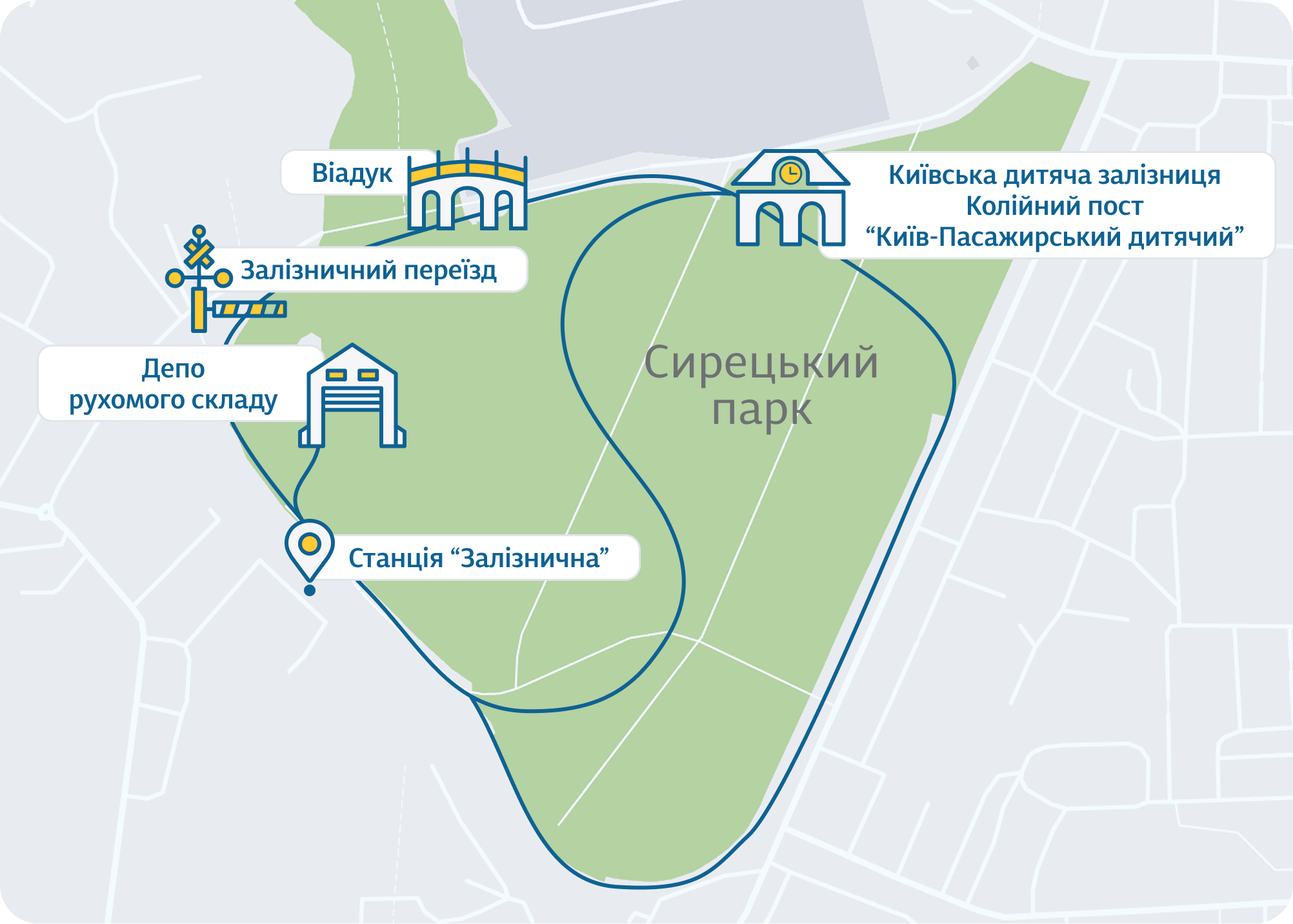 Схема Київськаї дитячої залізниці