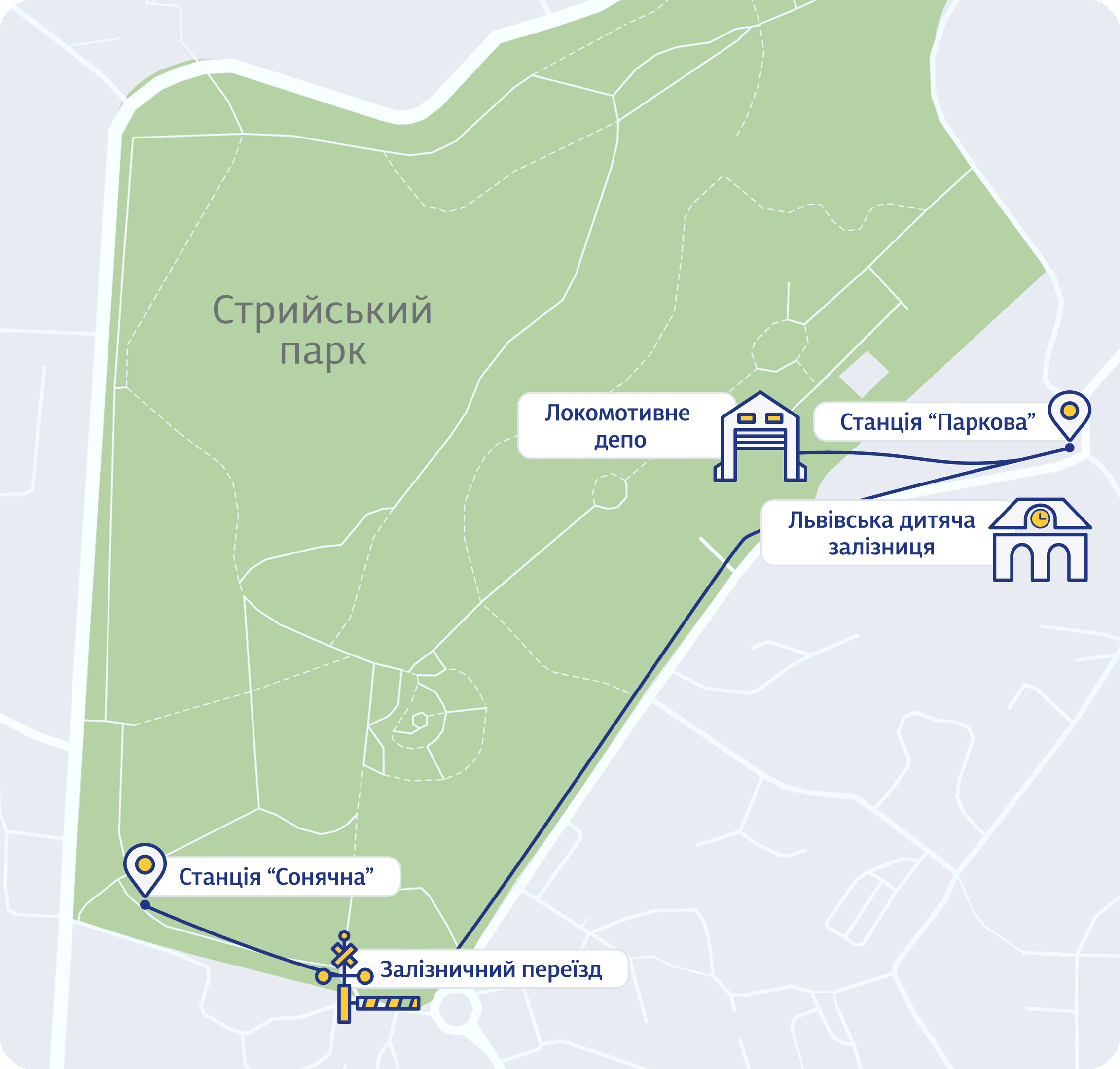 Схема Львівськаї дитячої залізниці