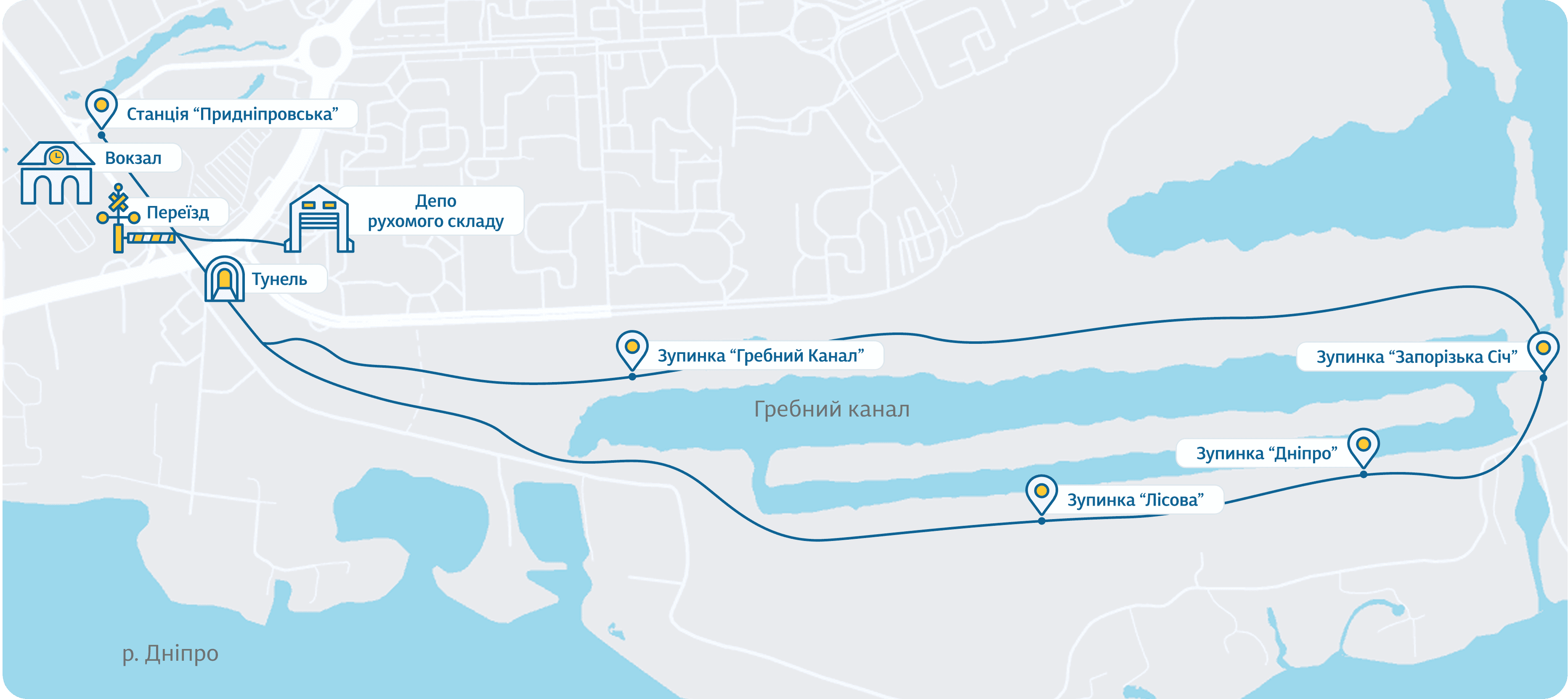 Схема Запорізькаї дитячої залізниці